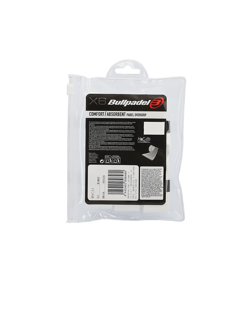BLÍSTER 6 UDS. OVERGRIPS BULLPADEL GB1617 BLANCO
