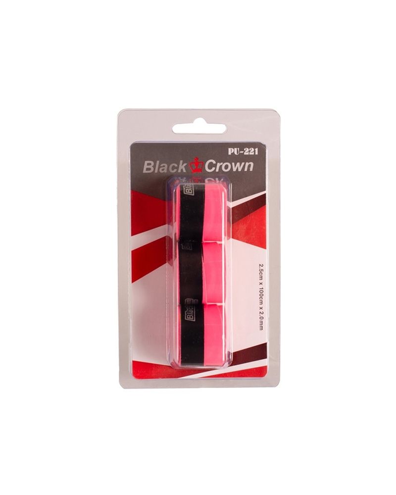 BLISTER 3 UDS OVERGRIPS BLACK CROWN PERFORADOS ROSA