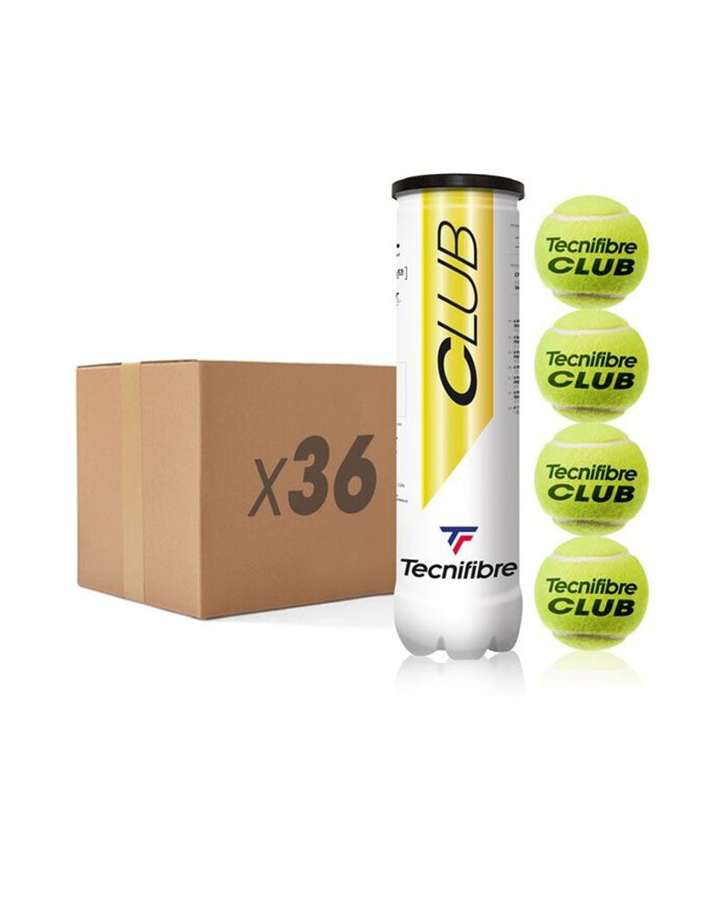 CAJON DE 36 BOTES DE 4 BOLAS TECNIFIBRE CLUB PET 60CLUB364N