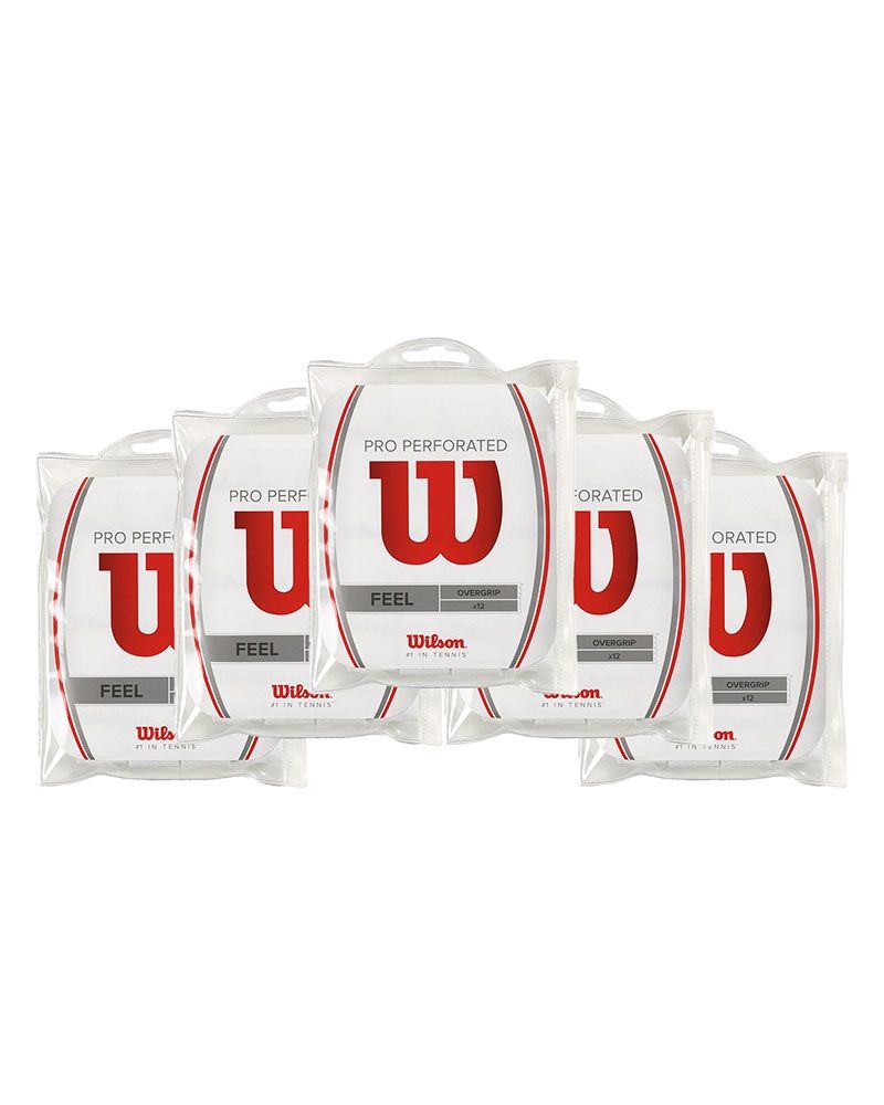 PACK 5 BOLSAS 12 UDS. OVERGRIPS WILSON PRO PERFORADO BLANCO WRZ4006WH